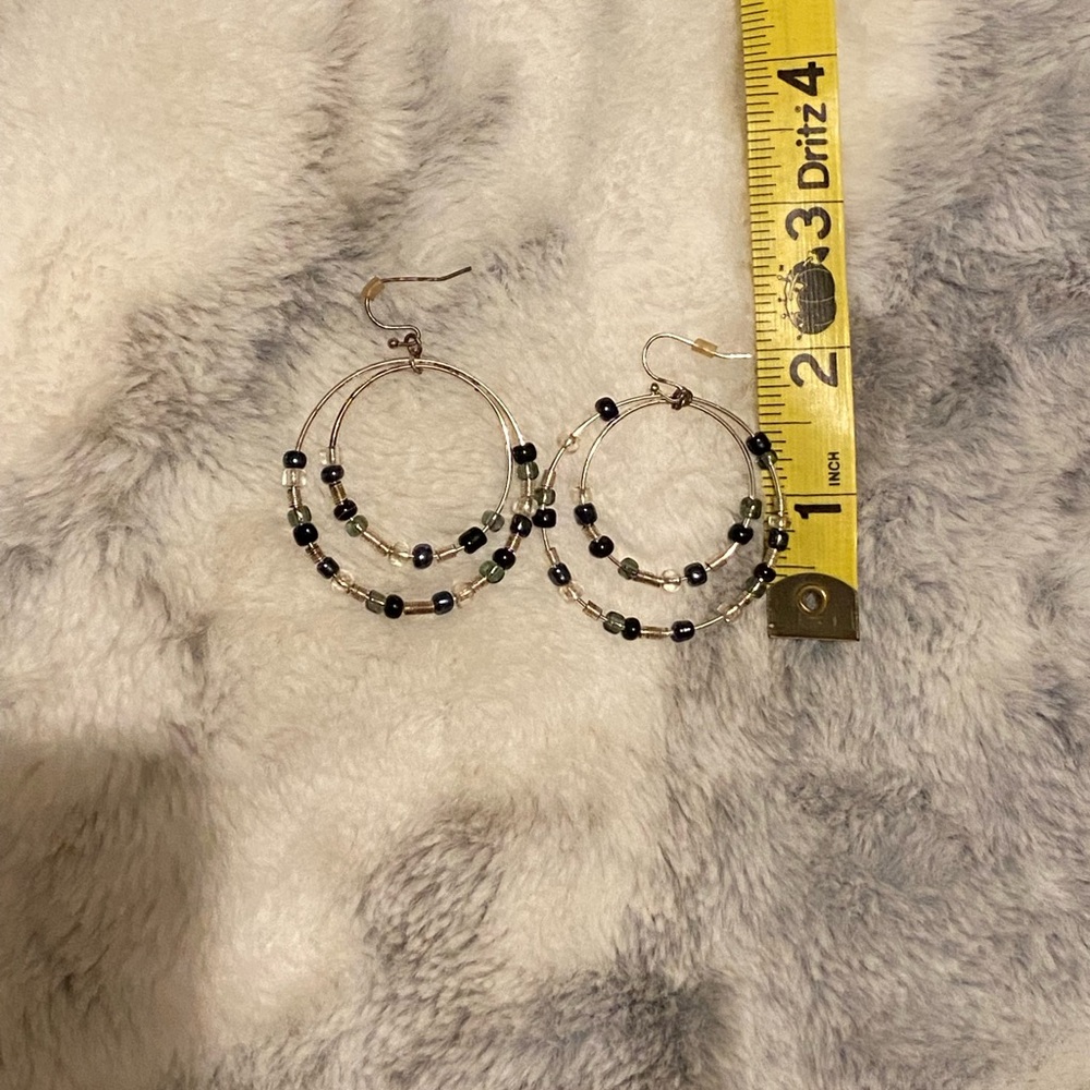 Elegant Black and Silver Hoop Earrings